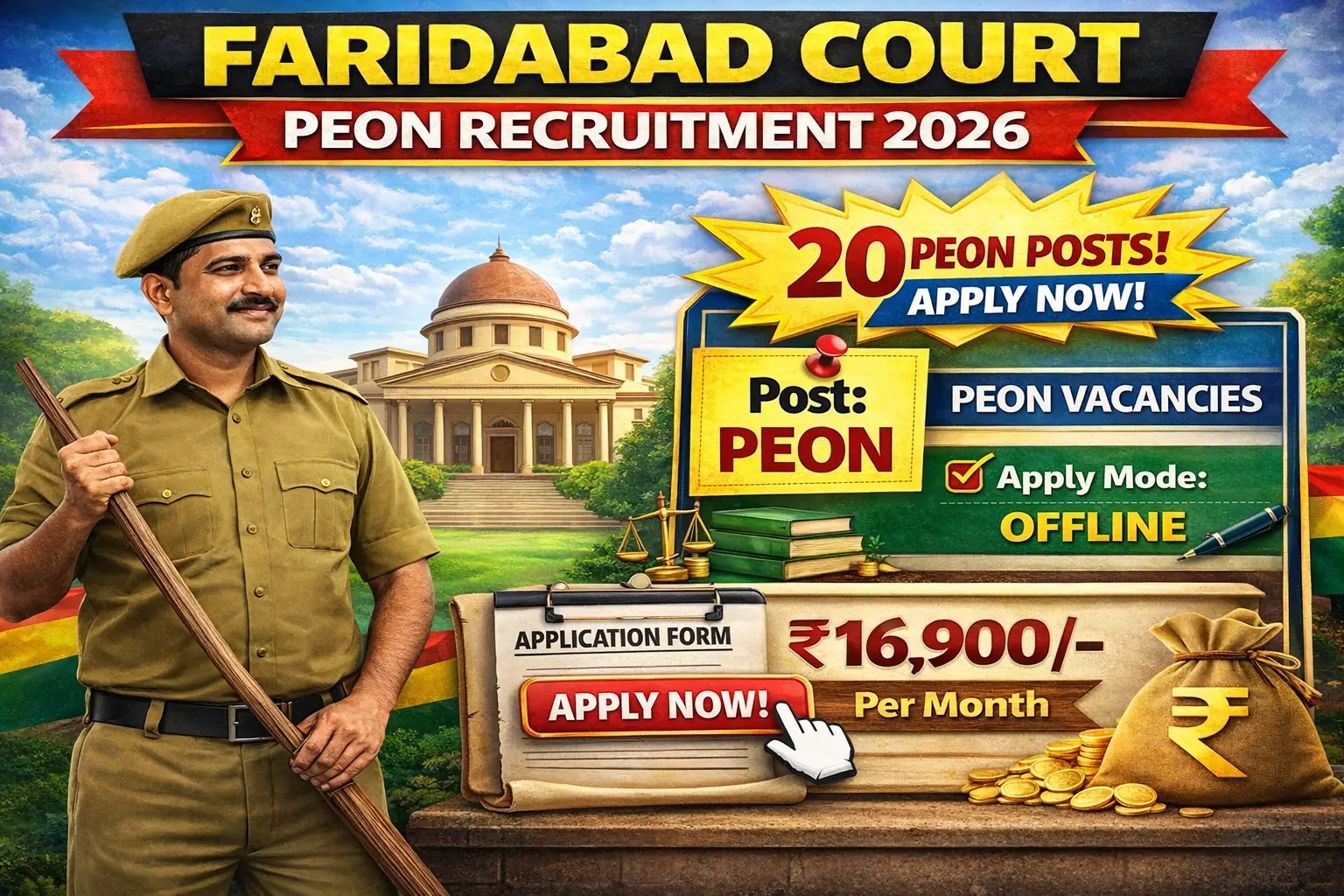फरीदाबाद कोर्ट चपरासी भर्ती 2026 - Faridabad Court Peon Recruitment 2026 Notification