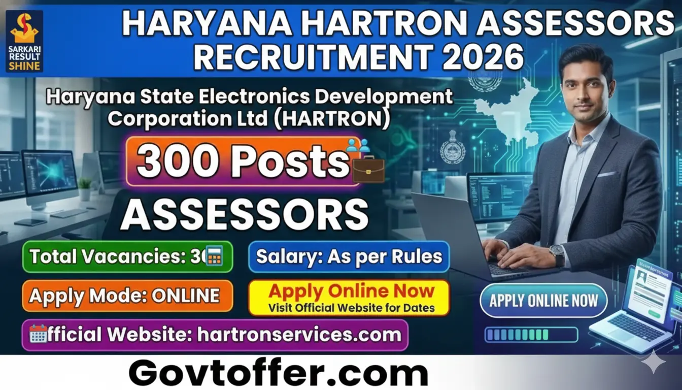 HARTRON Assessors Recruitment 2026 - 300 IT Jobs in Haryana Government