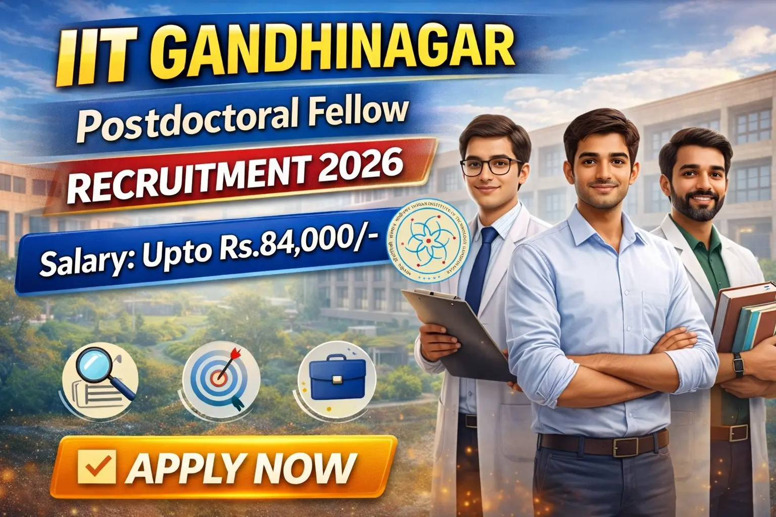 IIT Gandhinagar Postdoctoral Fellow Recruitment 2026 - PhD Research Jobs Apply Online Salary 84000