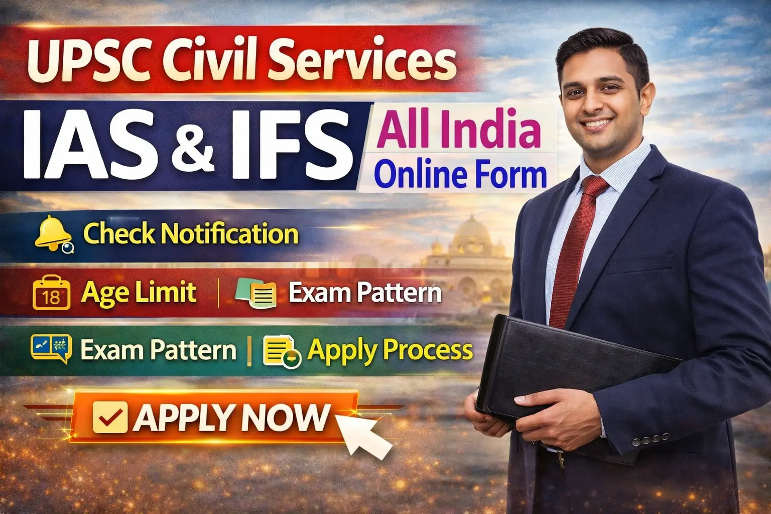 UPSC Civil Services Examination 2026 notification for 1013 posts including 933 IAS and 80 IFS vacancies, online application fee Rs 100, graduates eligible, last date 24 February 2026