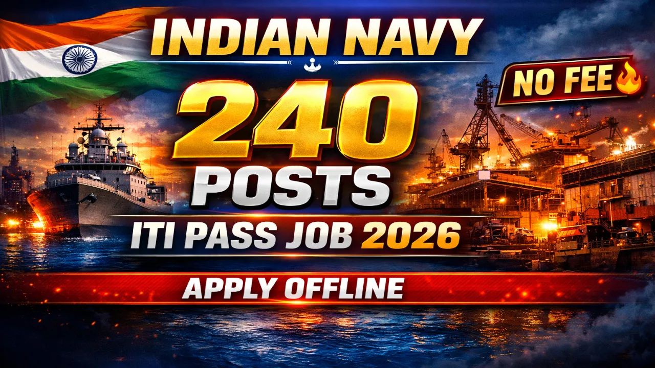 Indian Navy Naval Ship Repair Yard Kochi Trade Apprentice recruitment 2026 notification for 240 posts in 21 ITI trades, no application fee, offline apply, last date 03 April 2026