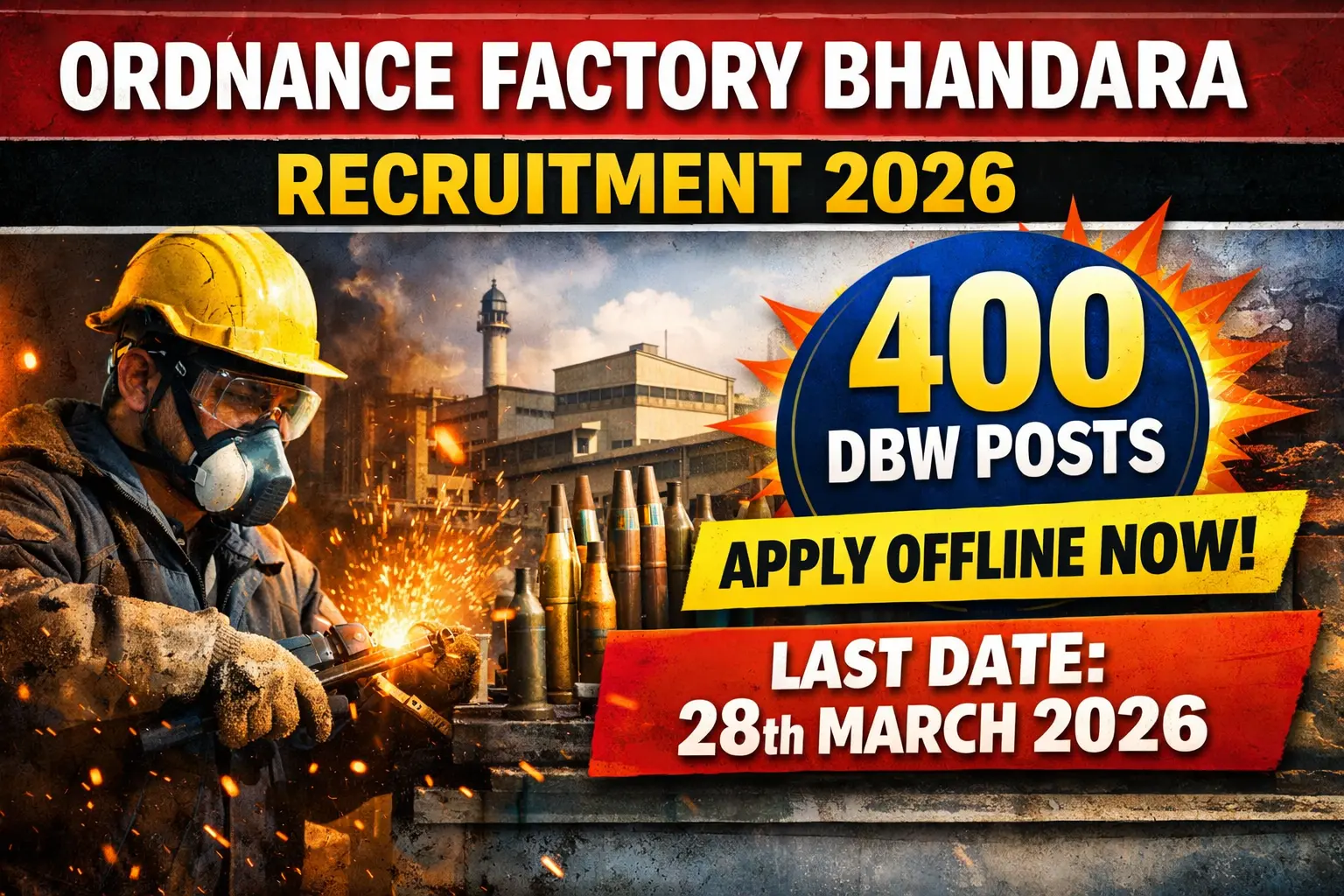 Ordnance Factory Bhandara DBW Recruitment 2026 - 400 Tenure Based Posts Apply Offline