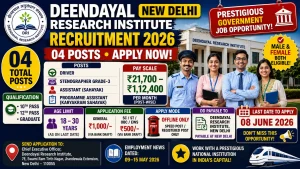 Deendayal Research Institute DRI New Delhi recruitment 2026 notification for driver stenographer grade 3 assistant sahayak programme assistant karyakram sahayak posts, Lal Bahadur Shastri LBS Krishi Vigyan Kendra KVK New Delhi jobs, 10th pass 12th pass graduate B.Sc B.Tech computer science required, age 18-30 years, salary Rs 21700-112400 7th pay commission, application fee Rs 500-1000 bank draft DD, offline application speed post registered post, CEO DRI 7E Swami Ram Tirth Nagar Jhandewala Extension New Delhi 110055, last date 08 June 2026, employment news May 2026, ICAR affiliated central government job
