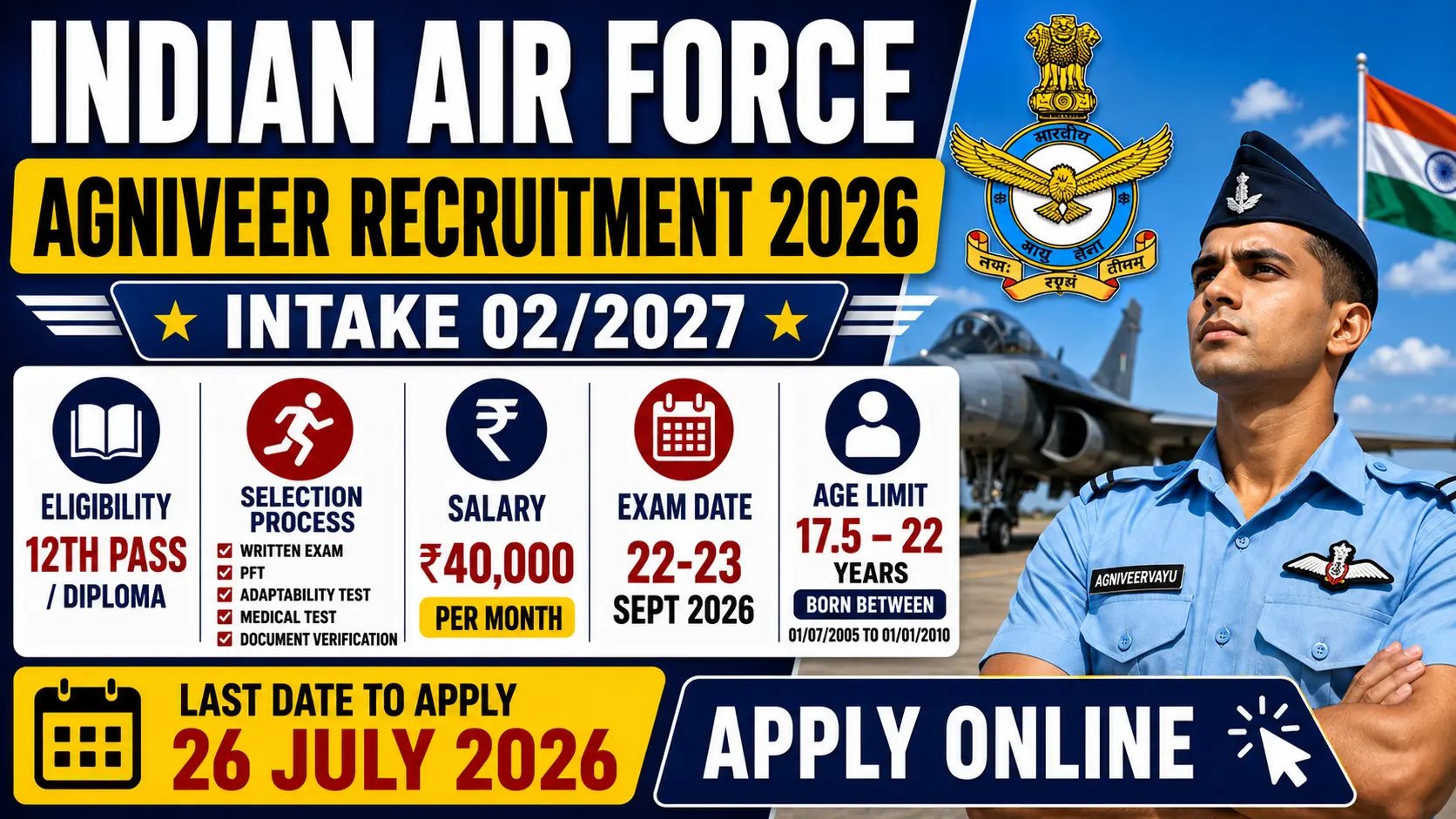 Indian Air Force Agniveer Recruitment 2026 notification for Agniveervayu Intake 02/2027 online application