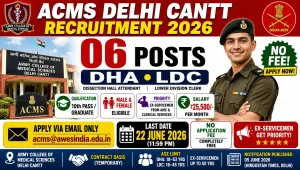 Army College of Medical Sciences ACMS Delhi Cantt recruitment 2026 notification for 6 posts including Dissection Hall Attendant and Lower Division Clerk, salary 25500 rupees per month, email application, age 18-53 years, last date 22 June 2026, ex-servicemen priority