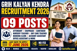 Grih Kalyan Kendra GKK New Delhi recruitment 2026 notification for 09 posts Nursery Attendant Day Care Attendant Chapraasi Caretaker Booking Clerk Nursery Teacher Account Assistant Office Assistant salary Rs 7000 to 18000 per month no fee last date 17 June 2026